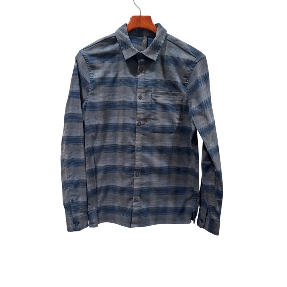 Lululemon Commission Long Sleeve Shirt Blue Gray Stripe Men's Medium – Technical